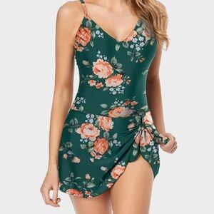 SheCurve One Piece Swimdress Tummy Control Swimsuits XL Floral.